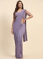 Imported Lavender Party Wear Embroidery Work Ready To Wear Saree